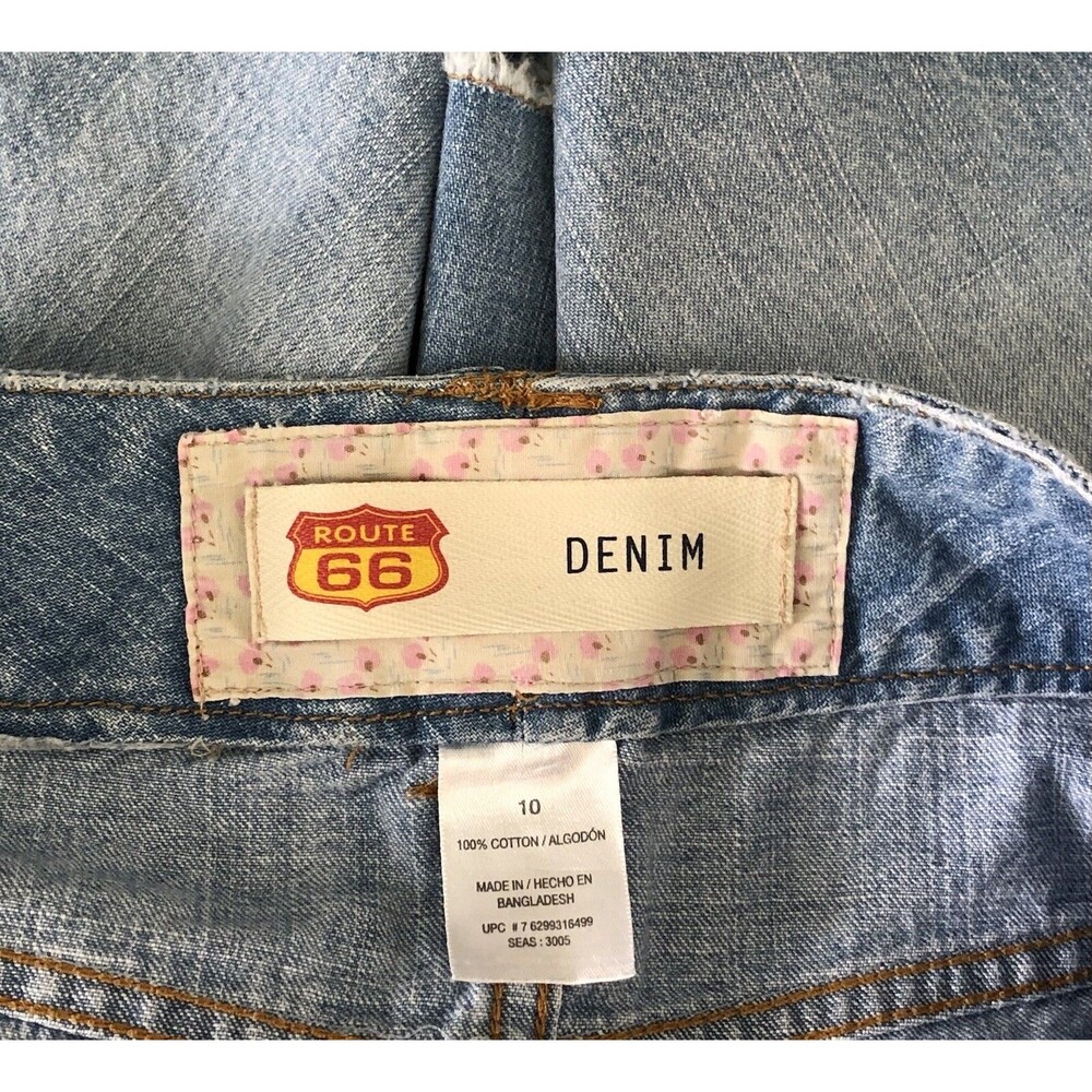 Vintage blue jean mini Skirt 10 fringe Lt denim 32”W Pockets 90s Y2K Boho Hippie - Picture 3 of 5